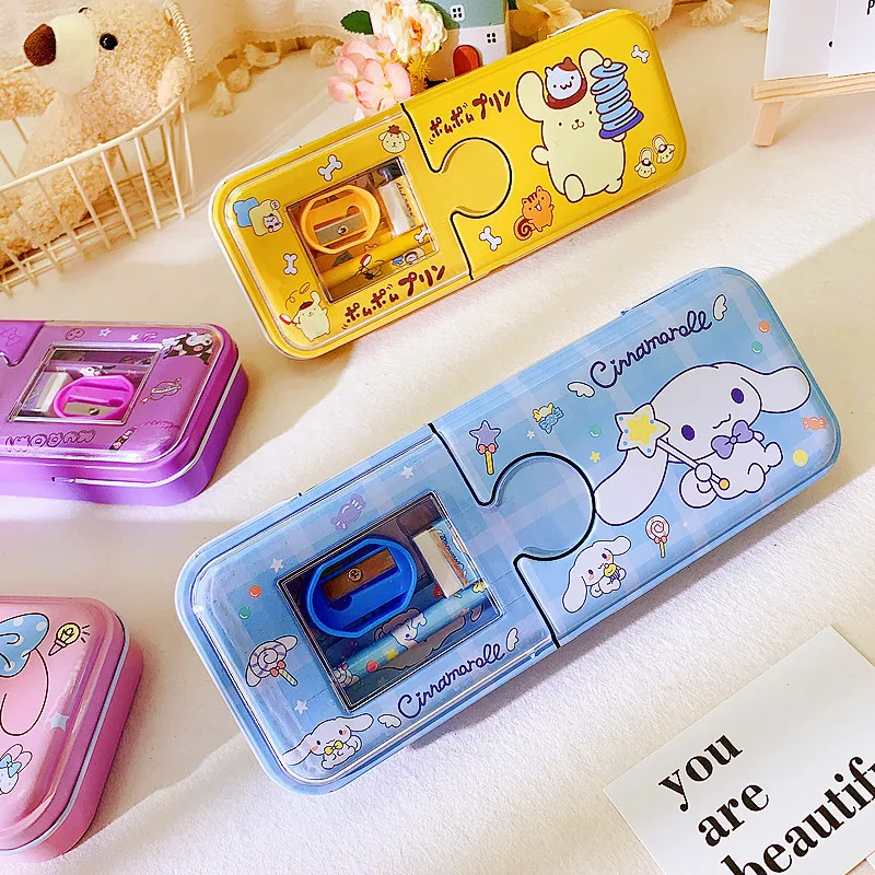 Sanrio Hello Kitty Kuromi Melody Cinnamoroll Student Stationery Set Pencil Box Stationery Box Cute Cartoon Kids Pen Box