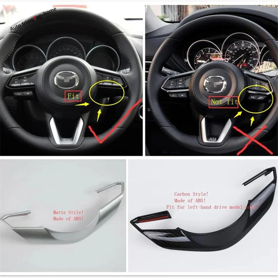 

Matte / Carbon Fiber Look Steering Wheel Cover Trim Fit For Mazda CX-9 CX9 2017 - 2020 Interior Accessories