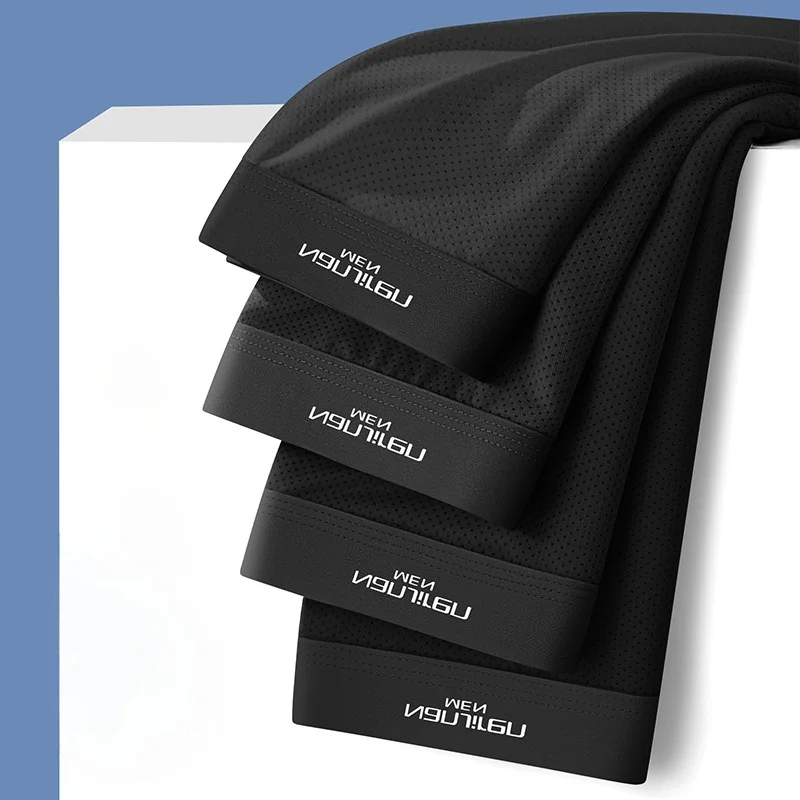 

4 шт./лот, мужские шорты-боксеры, нижнее белье из ледяной сетки, сексуальные трусики, дышащие мужские трусы, мужское U-образное выпуклое нижнее белье, оптовая продажа