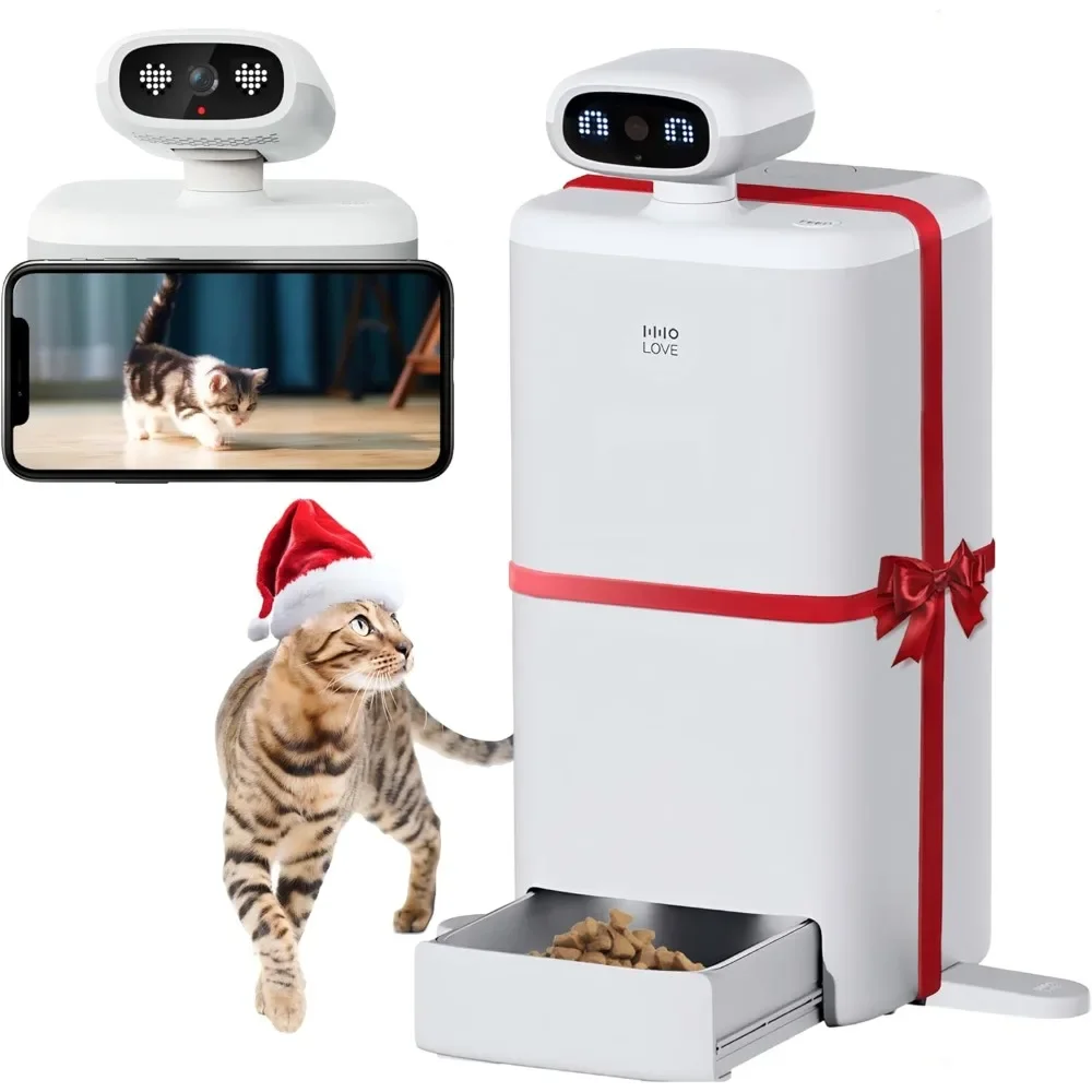 

Automatic Cat Feeder with Camera 360°, 2K HD Video with Night Vision & 2-Way Audio, 5G Cat Food Dispenser with Low Food Sensor