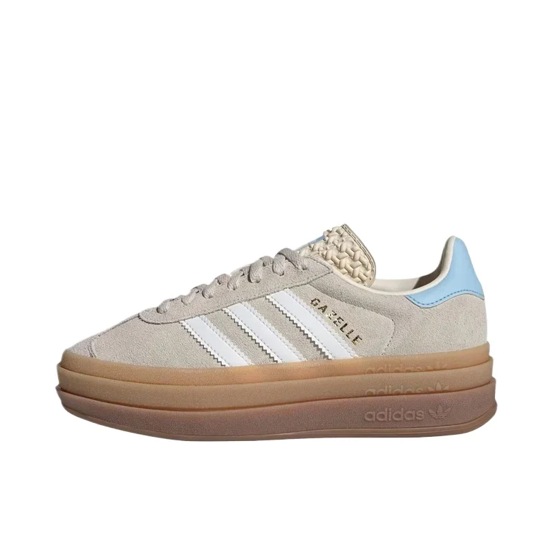 Adidas Classic Gazelle Blod Women Fashion Gray-white and Blue Thick Bottomed Height Increasing German Training Board Shoes