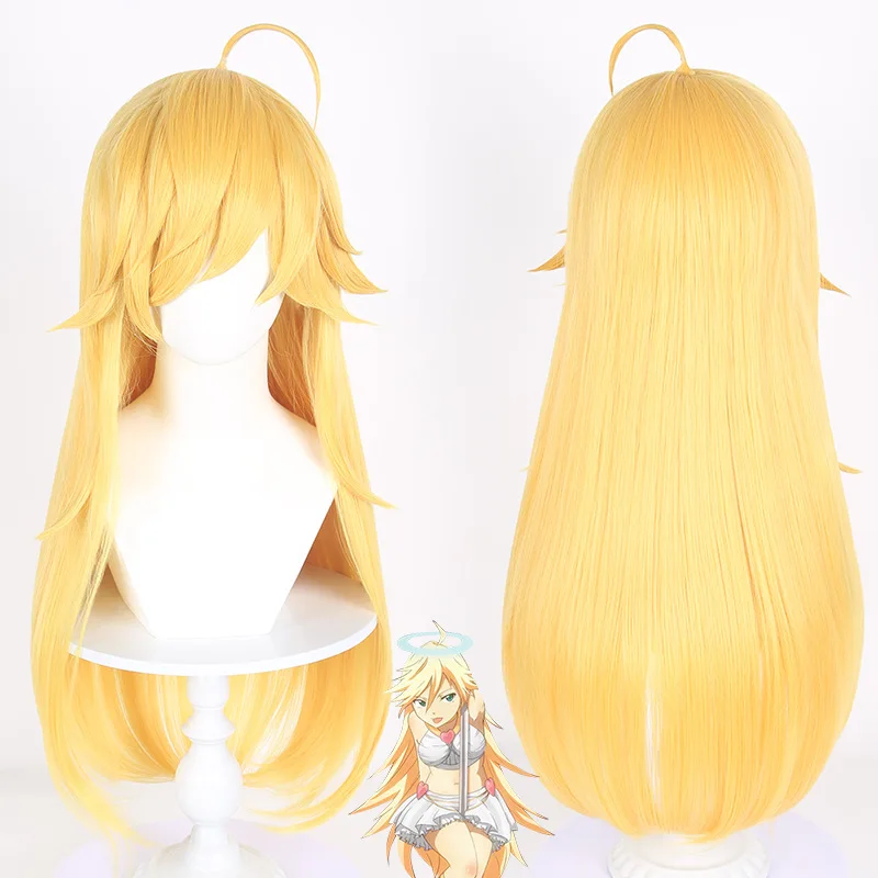 Synthetic Blonde Cosplay Wig with Skin Top for Panty Inspired Character, Factory Direct, Long Mantis Wolf Tail Style, Anime