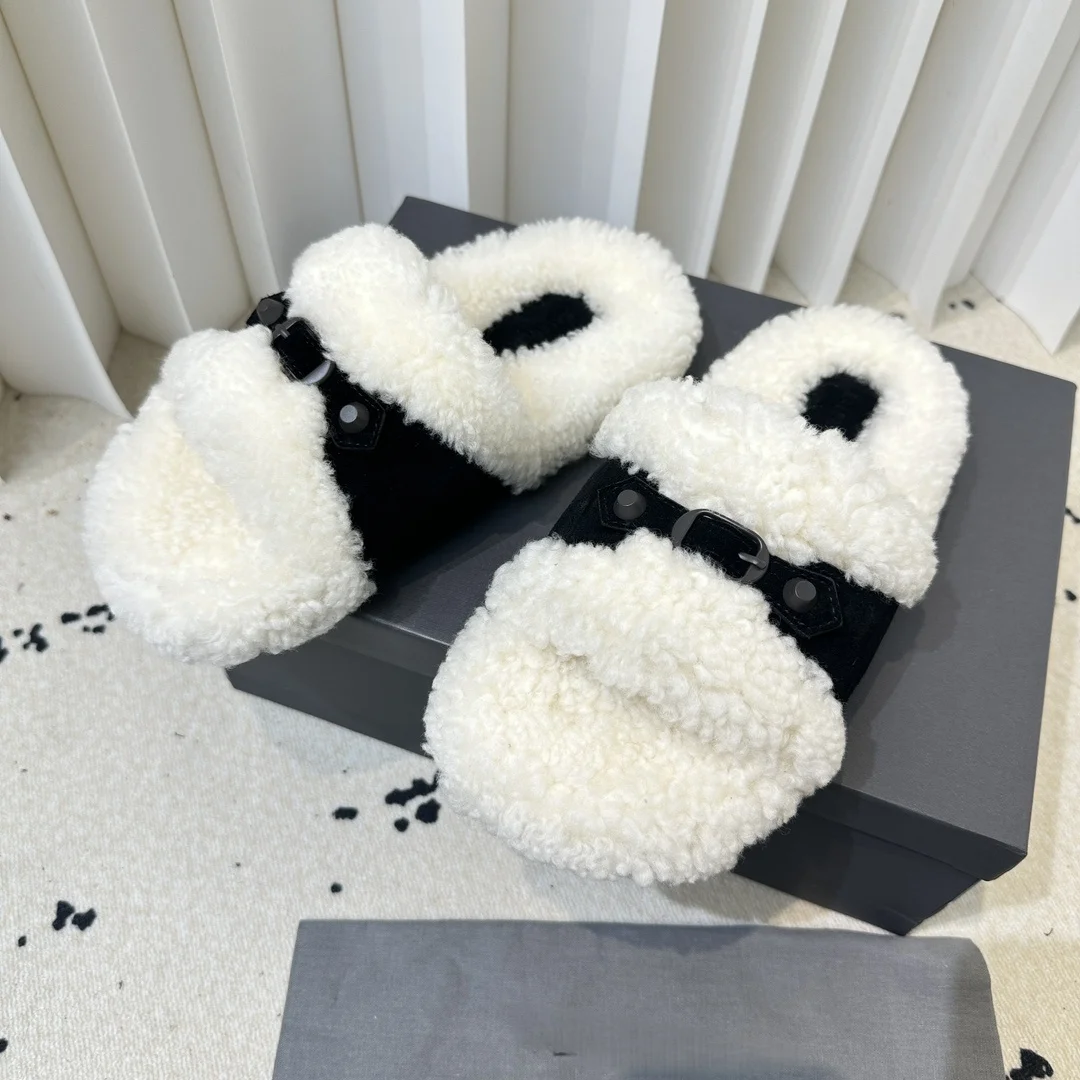 

women fur slippers slippers for Home fashion chanclas de mujer Luxury Designer winter shoes