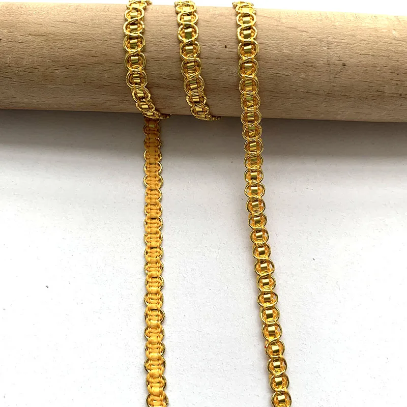5m/16.4ft Each pack gold white lace silk trims dress sewing curve handmade DIY craft embroidery curtain accessory decoration