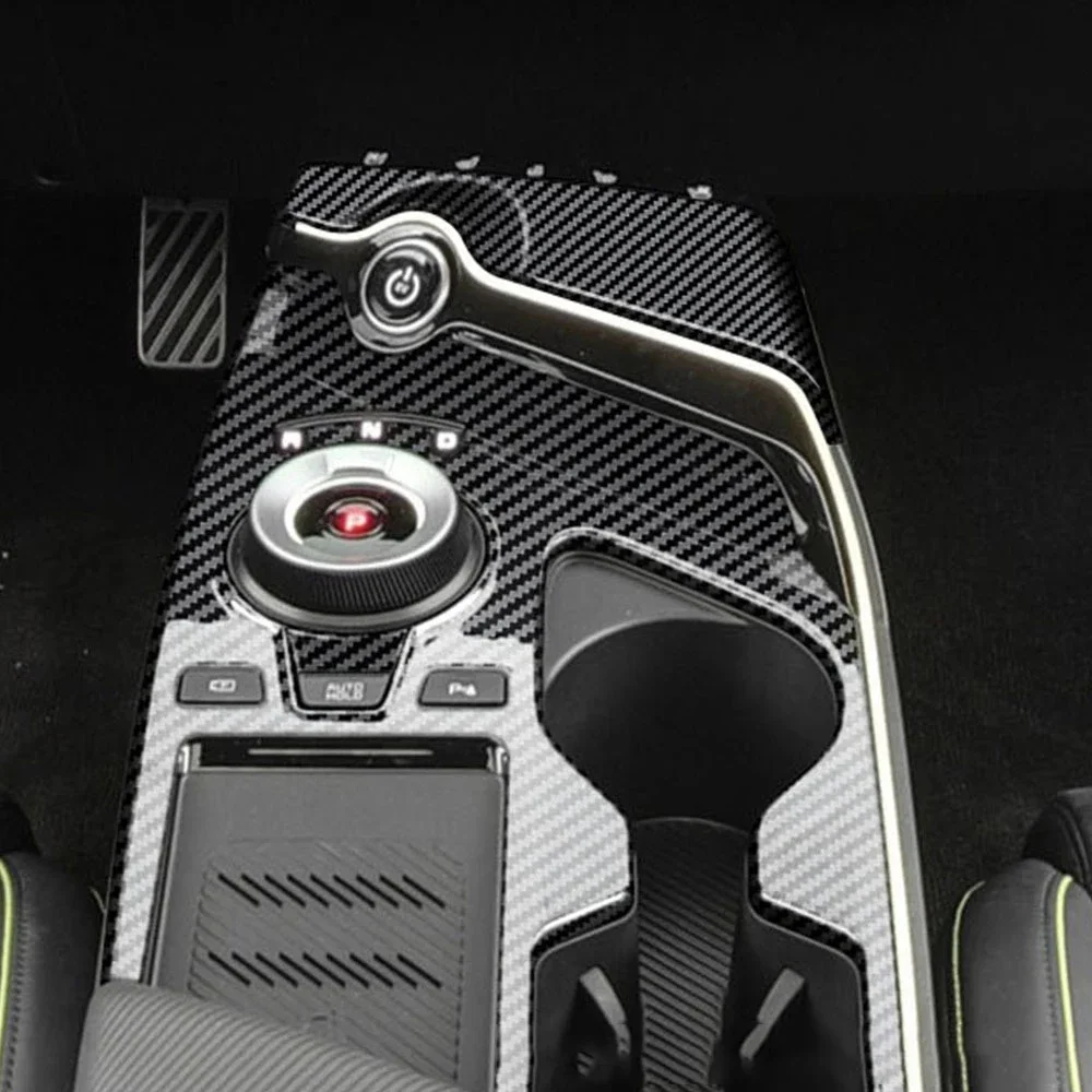 

Для KIA EV6 2021 2022 2023 ABS углеродное волокно, автомобильная панель переключения передач, накладка, наклейка, рамка, автомобильный Стайлинг, аксессуары для интерьера