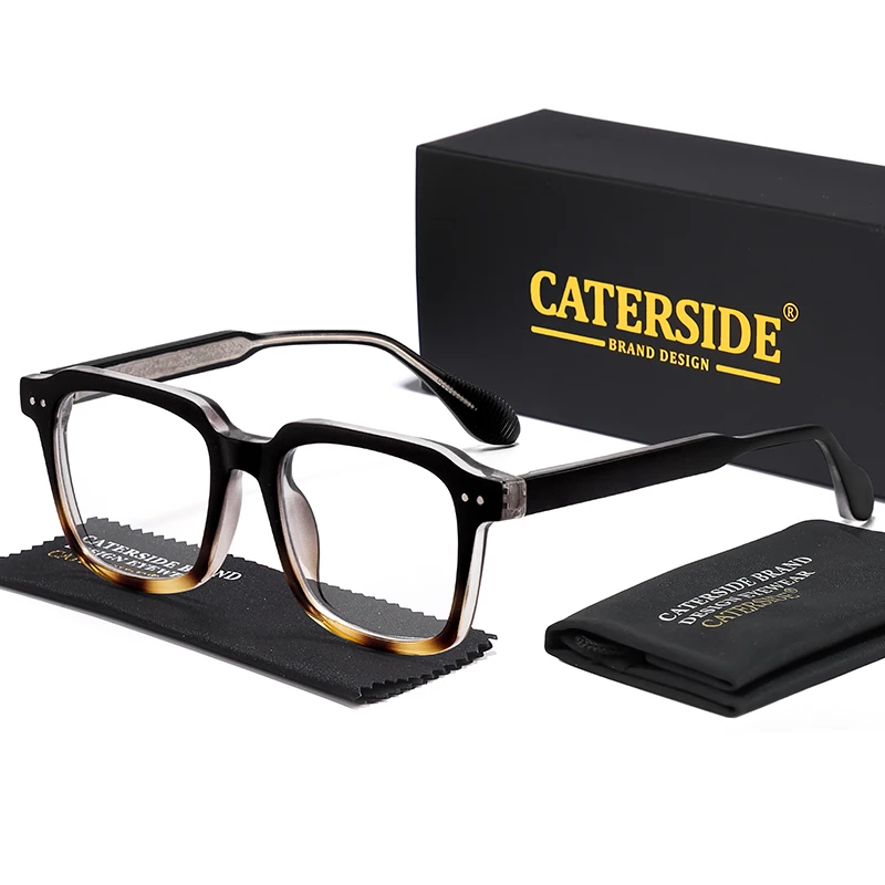 CATERSIDE Retro Quadratische Herren Optische Rahmen Luxus Tempel Tipps Design Federscharnier Gläser Damen Täglich Anti Blaues Licht Gläser – Detail 5