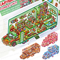 2.5D Cartoon Motor Home Landscape Sticker Cabin Scene DIY Toy Game Sticker Festival Birthday Gift for Kid Child Girl