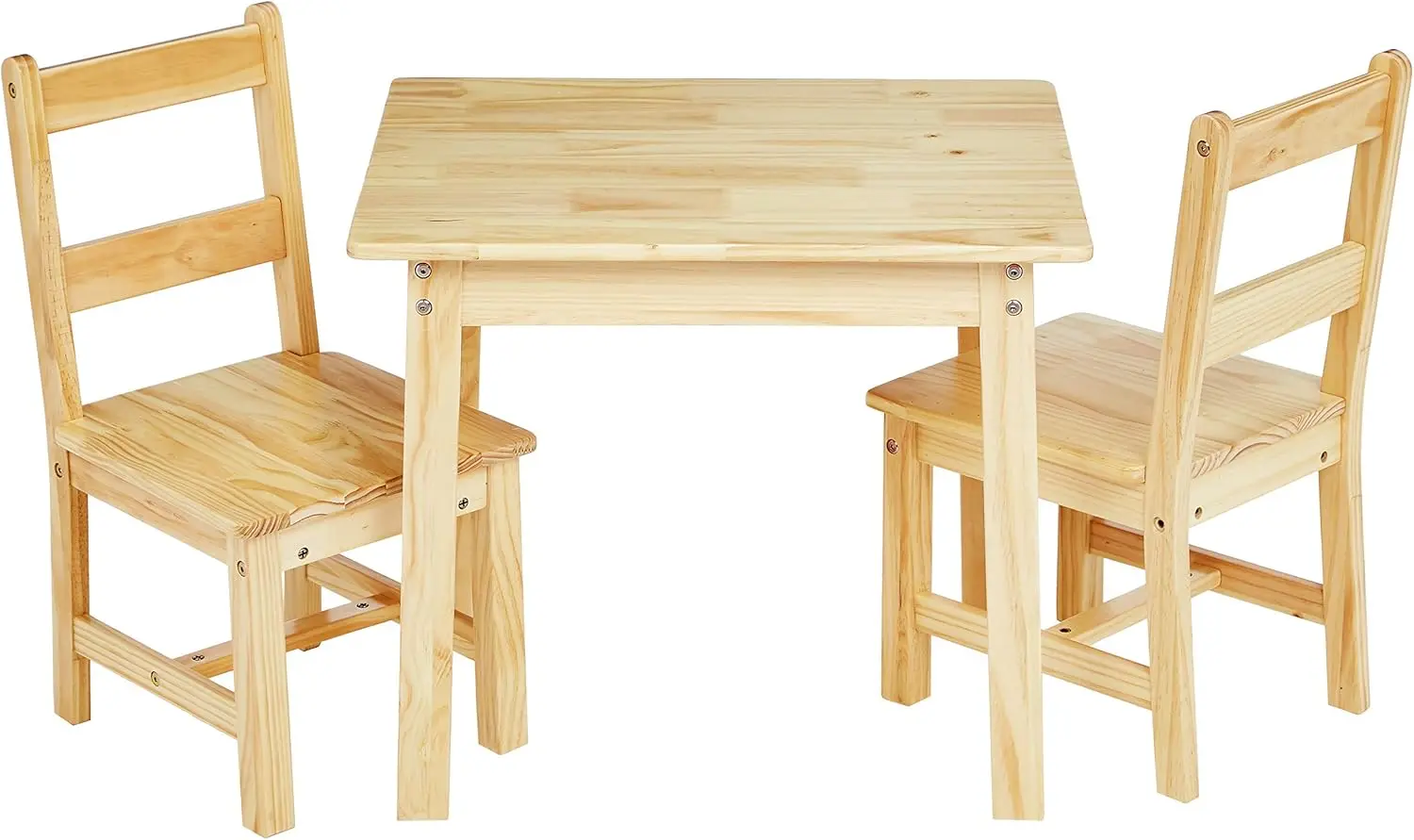 Conjunto infantil de madeira maciça e 2 cadeiras, 20x24x21 polegadas, 3 peças