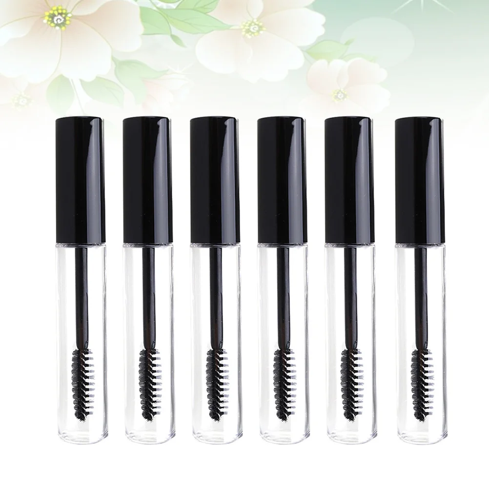 

6Pcs Transparent 10Ml Empty Eyelashes Bottle for Mascara Cream Storage Portable Tube Container Travel Use Black Cap