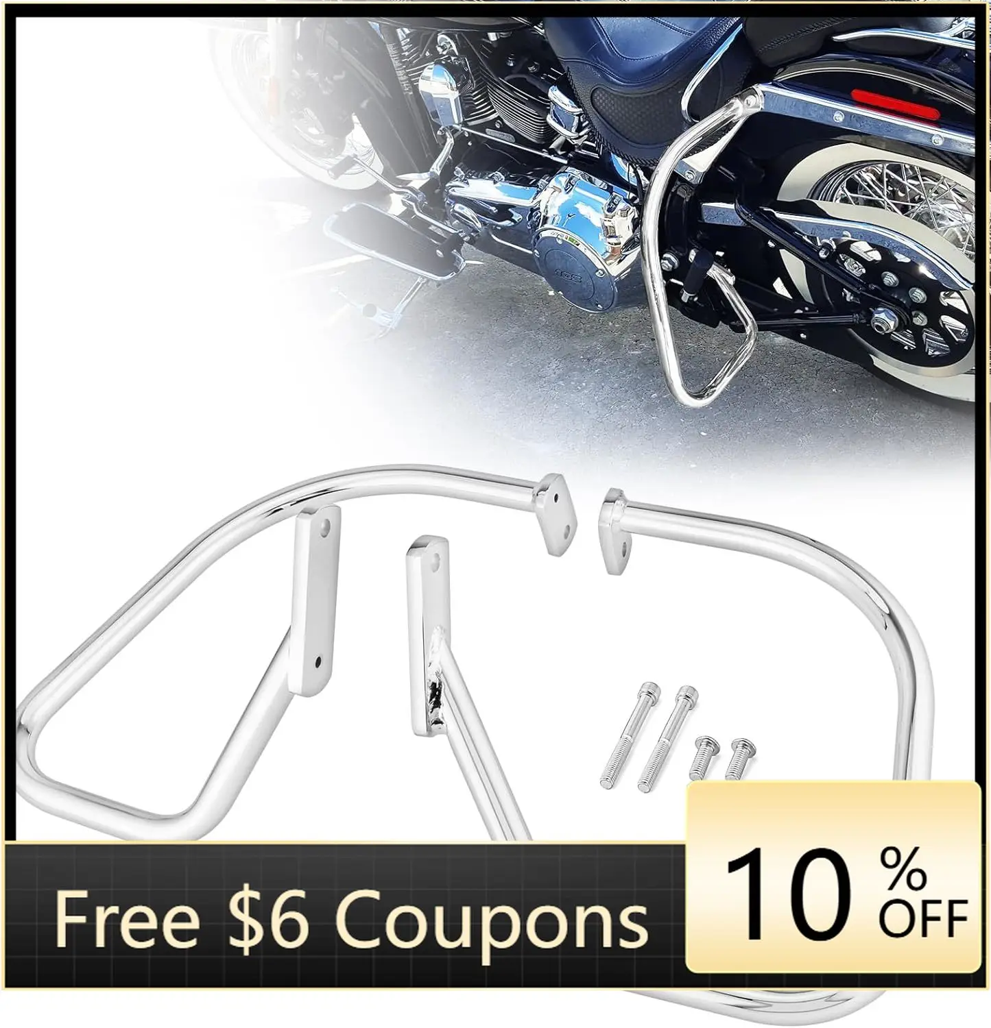 

STLF Motorcycle Parts Rear Engine Bumper Guard Highway Saddlebag Crash Bar Compatible with 2005-2017 for Harley Softail Deluxe F