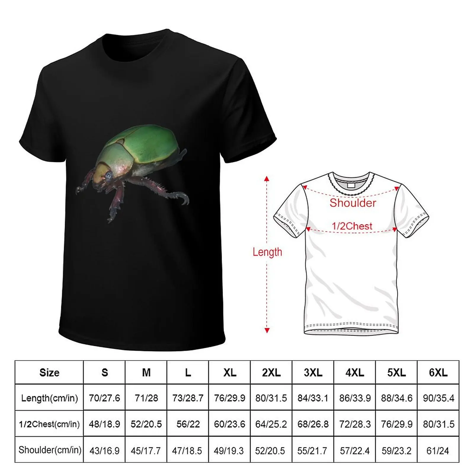 Green Scarab Big Black T-Shirt Lightweight Cooling Short Sleeve Tee