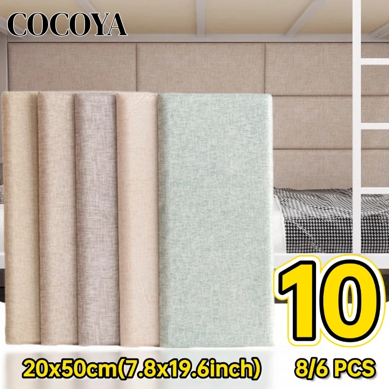 Linen Fabric Foam Upholstered Peel and Stick Wall Stickers Anti-Collision Self Adhesive Wall Panel for Kids Headboard Wall Decor