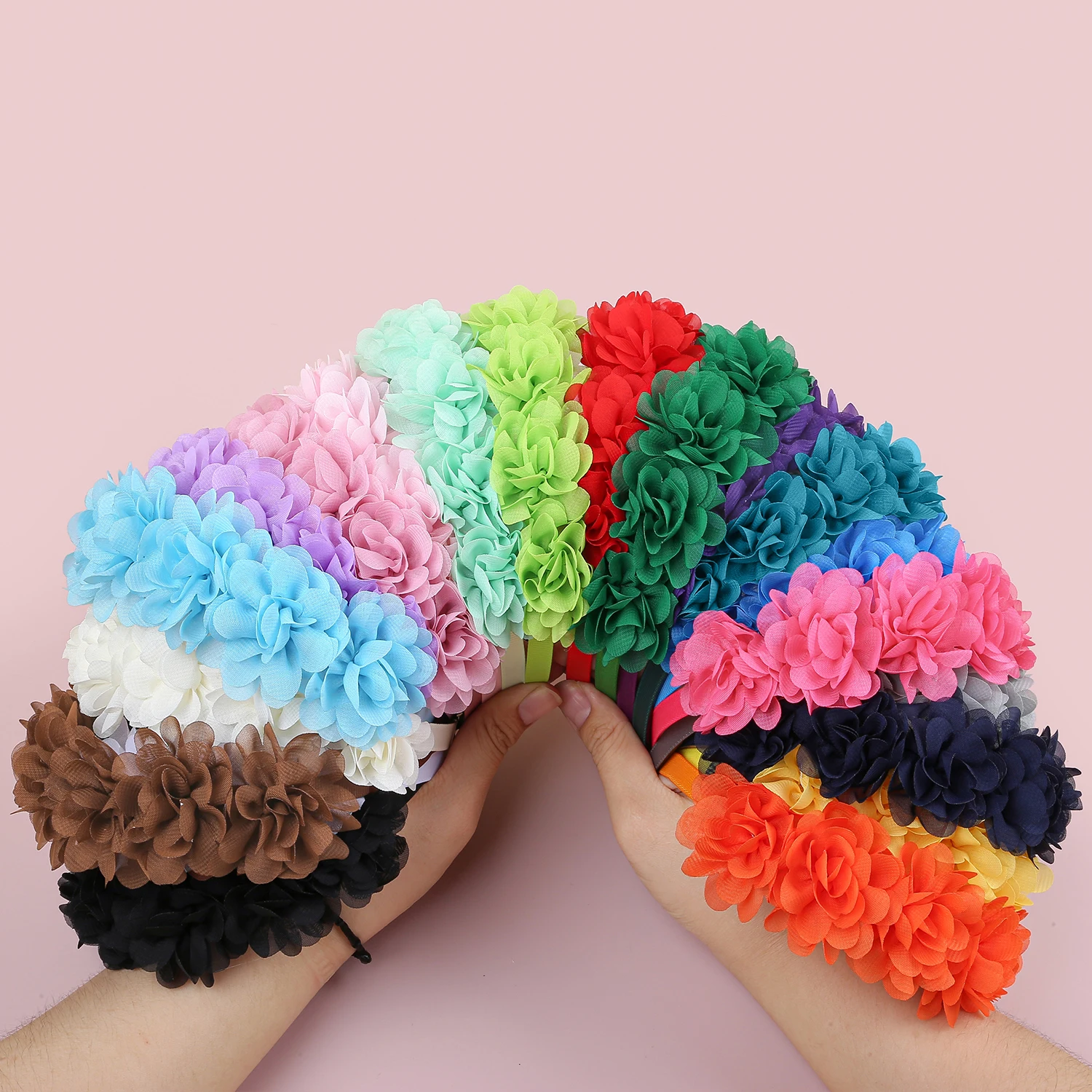 Fashion Chiffon Flower Headbands Plastic Teeth Hairbands Baby Girls Headbands Children Kids Floral Hairband Hair Accessories Set