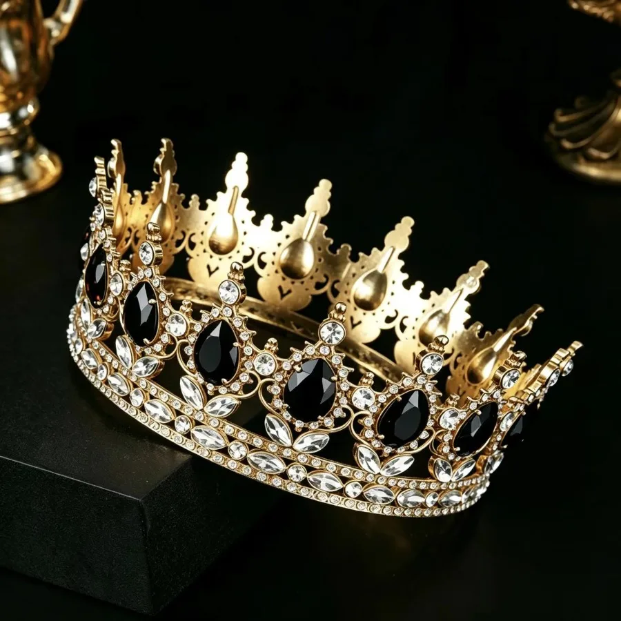 Luxuriöse Kristall-Strass Tiara Krone - Eleganter Prinzessinnen-Kopfschmuck für Hochzeit Braut Geburtstagsfeier – Detail 6
