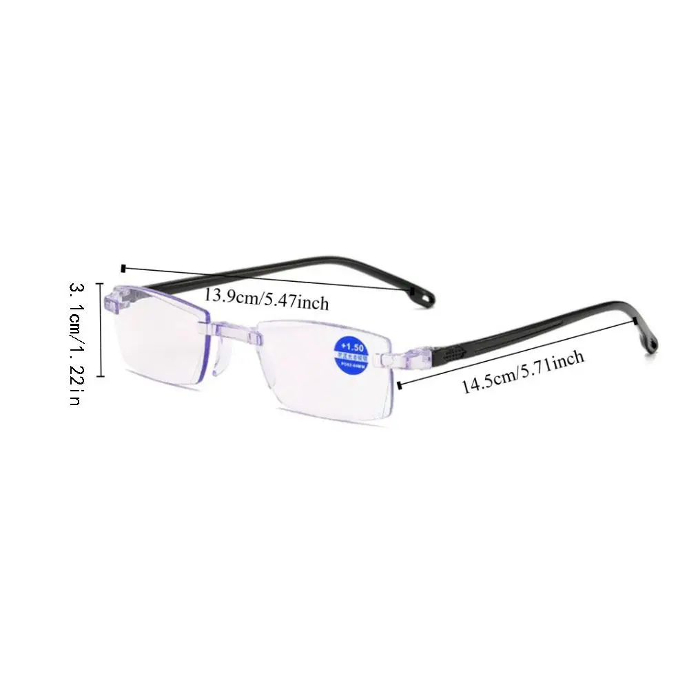 Frameless Presbyopia Eyeglasses Ultralight Square Frame Men's Reading Glasses Optical Eyewear Spectacle Lens Power +100 To +400 image 5