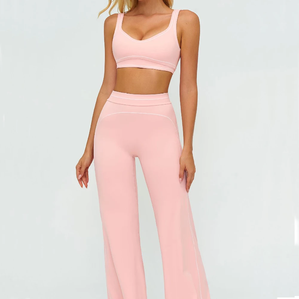 Yoga Set 2 Pieces Women Tracksuit Workout Outfits Fitness Sportswear Gym Clothes High Waist Leggings Sports Bra Athletic Wear