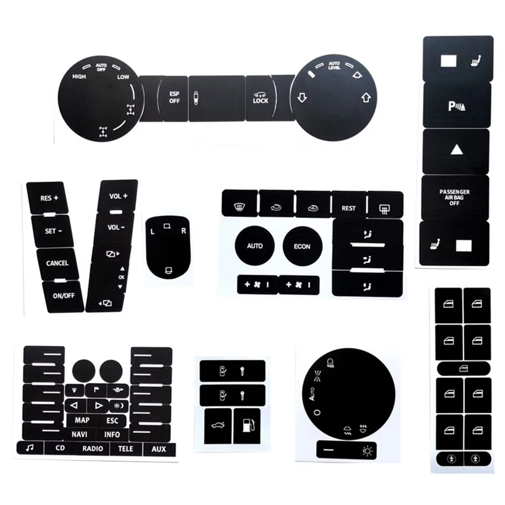 Car Interior Repair Button Decals Push Button Overlay Car Control Button Overlays Key Case For Car Perfect Fit For Control Cells