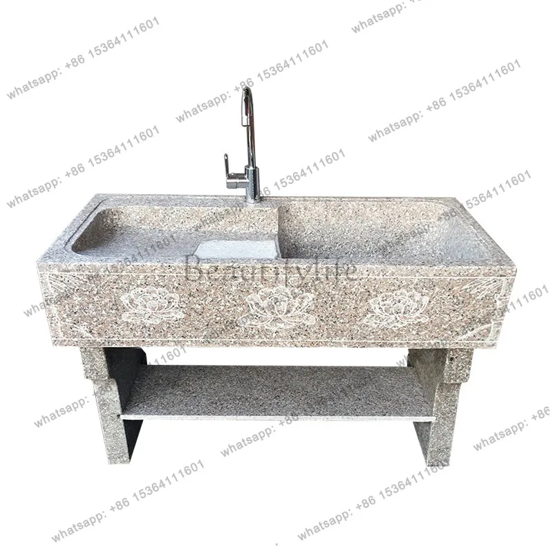Laundry pool Balcony Marble laundry pool with rubbing board Laundry table Household stone Stone integrated sink basin