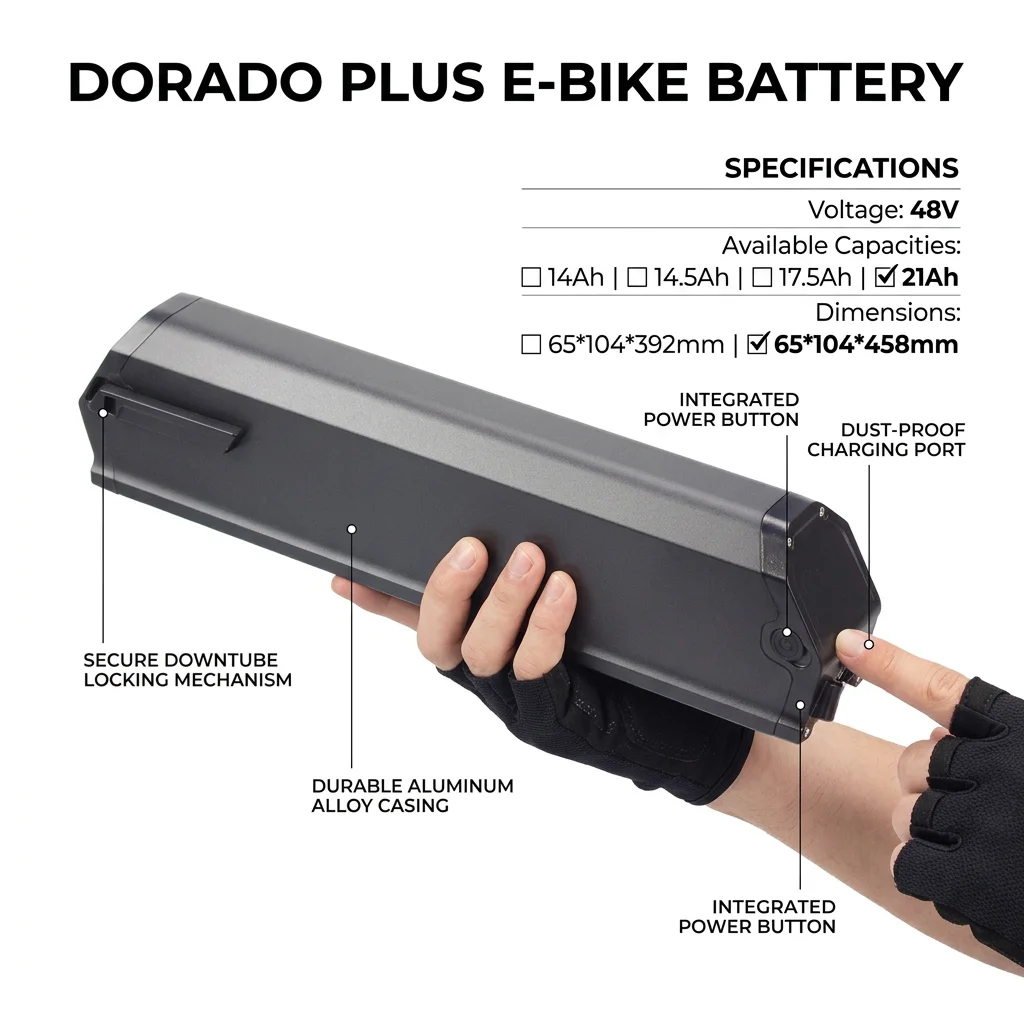 Li-ion Dorado PLUS MAX Reetion E-bike Battery 48V 14Ah 14.5Ah for  JOBOBIKE Robin ST KBO Tornado Electric Bike 30A BMS 750W