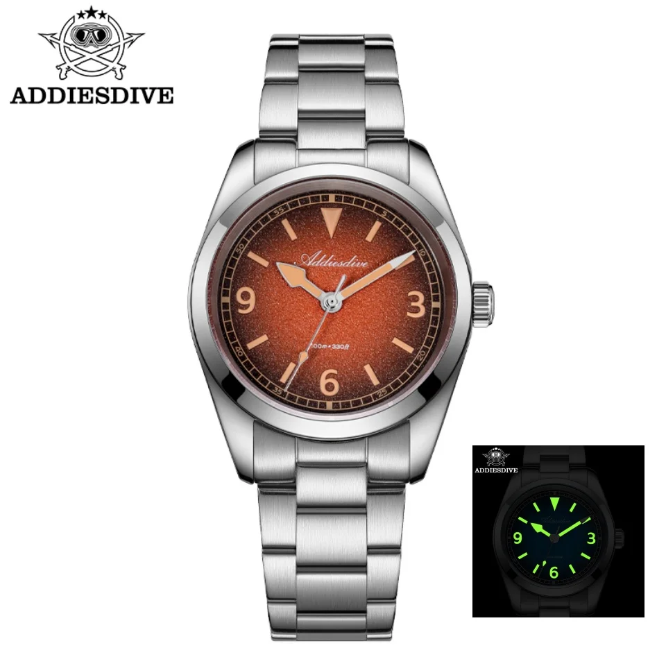 ADDIESDIVE New AD2554 Men's Quartz Watch Sapphire Crystal Super Luminous 100M Waterproof Stainless Steel Explorer Outdoor Watch