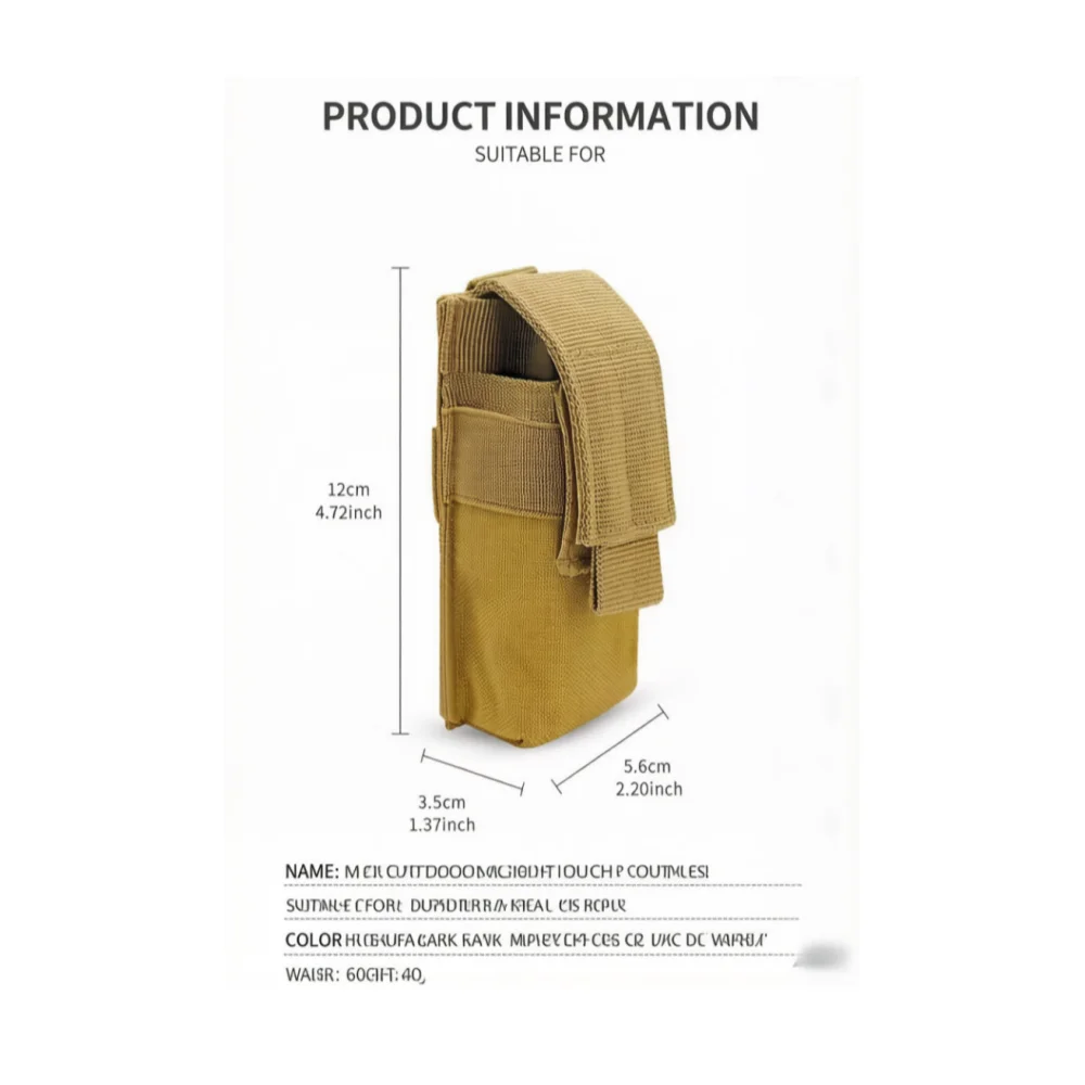 Outdoor Flashlight Bag M5 Tactical Flashlight Pouch Can Be Hung on the Waist Outdoor Storage Bag