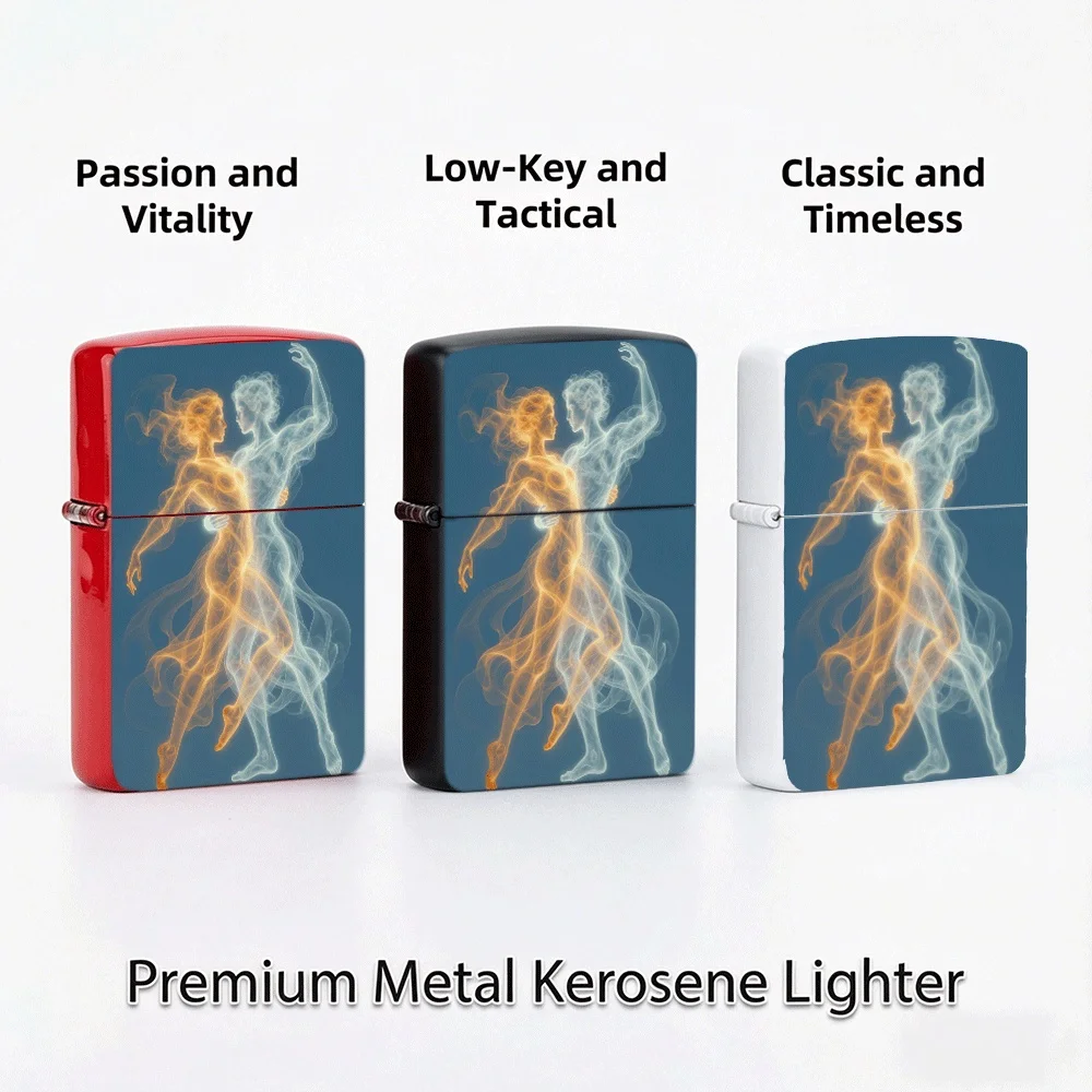 Vintage Flip Top Lighter lighters vintage Glowing Smoke Spirit Dancer Couple Abstract Art Print lighters for smokers
