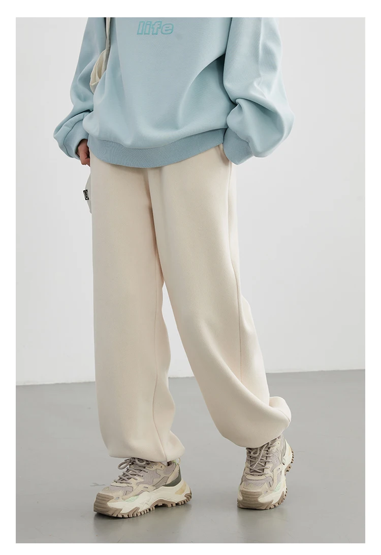 CHIC VEN Women's Pant Loose Casual New High Waist Fleece Pant Thick Plush Warm Female Sports Trousers Autumn Winter 2023