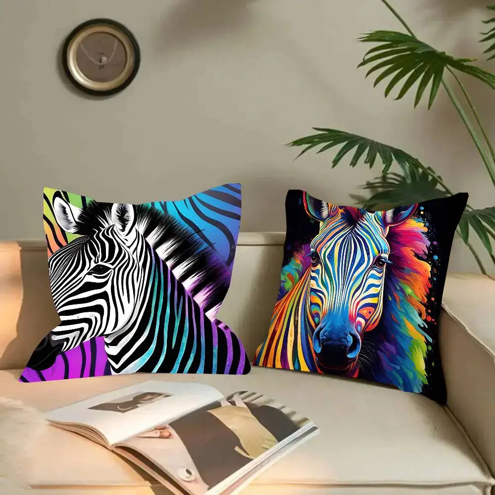 Abstract Zebra Color Pillow Case Fashion Square Pillowcase Bedroom Sofa Room Ins Decoration Leisure