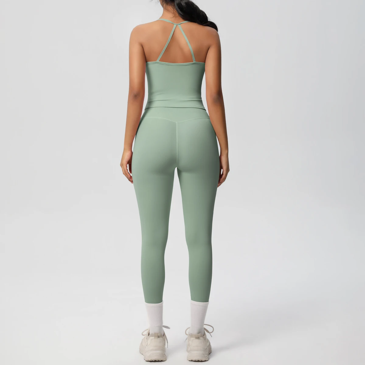 Halter Yoga Top Set Fitness Gym Anzug Training Ärmellose Sport Gym Tops Crossover Zurück Sport Unterwäsche Bauch-steuer Abnehmen – Detail 19