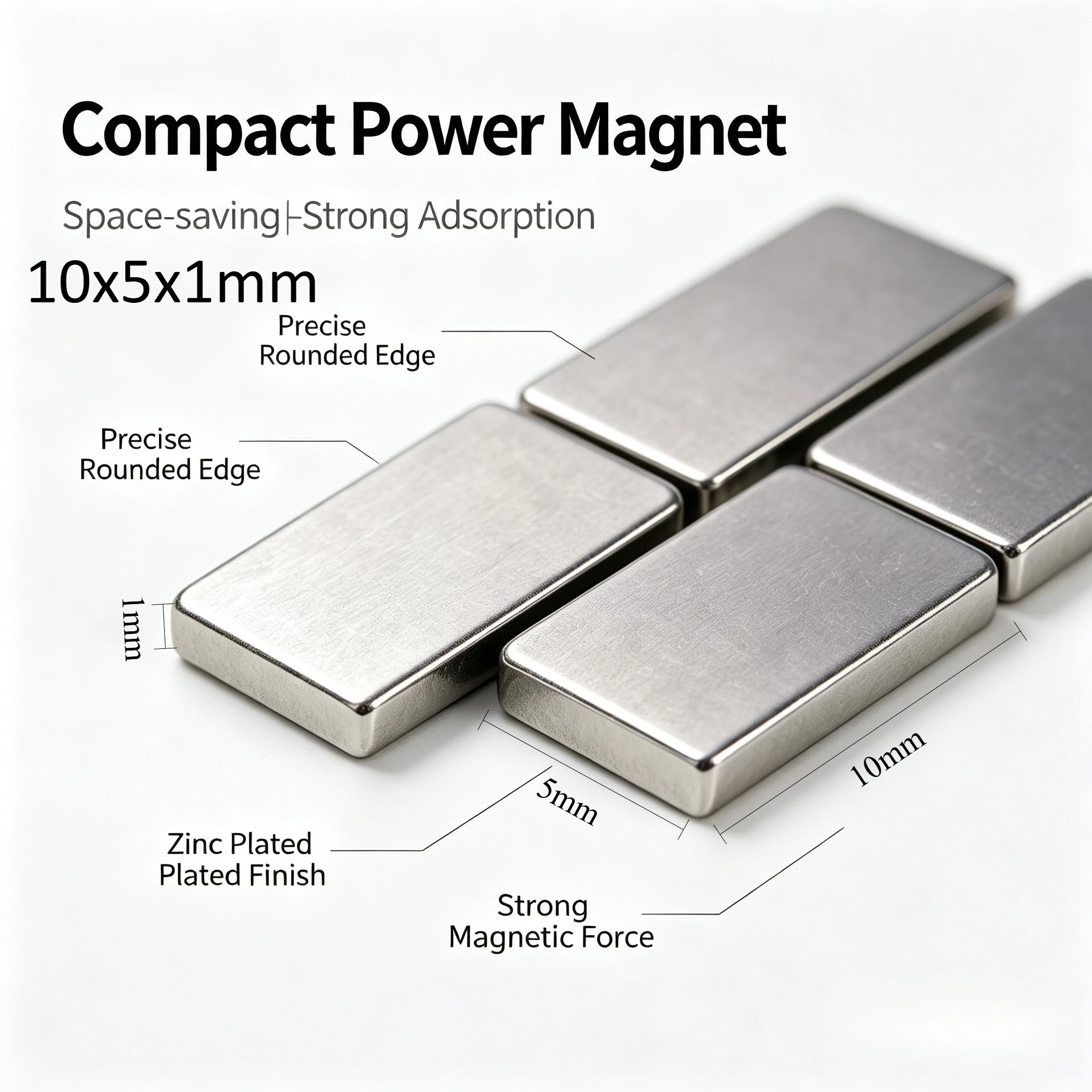 10x5x1mm N35 Neodymium Magnet Thin Small Rectangular Block Rare Earth Permanent Magnet 10*5*1mm for DIY Craft Industrial Use