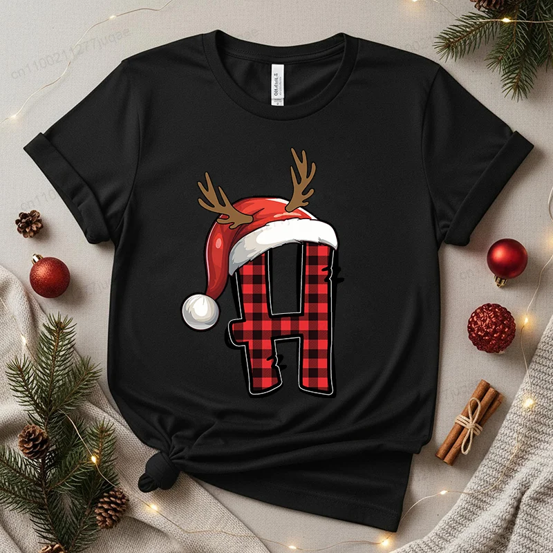 クリスマスアルファベットレディース Tシャツレジャーファッション半袖 Tシャツブランド Tシャツクリスマスアルファベットストリートウェア Y2k トップス Tシャツ