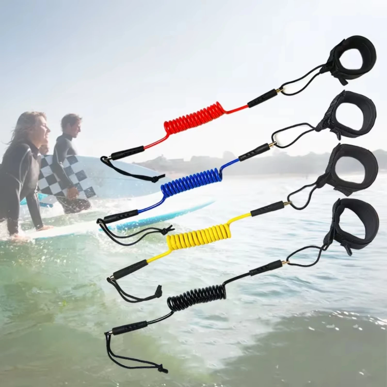 

Surf 4 Feet Ankle Leash Surfing Elastic Coiled Stand Paddle Board Leg Rope Surfboard Ankle Leash