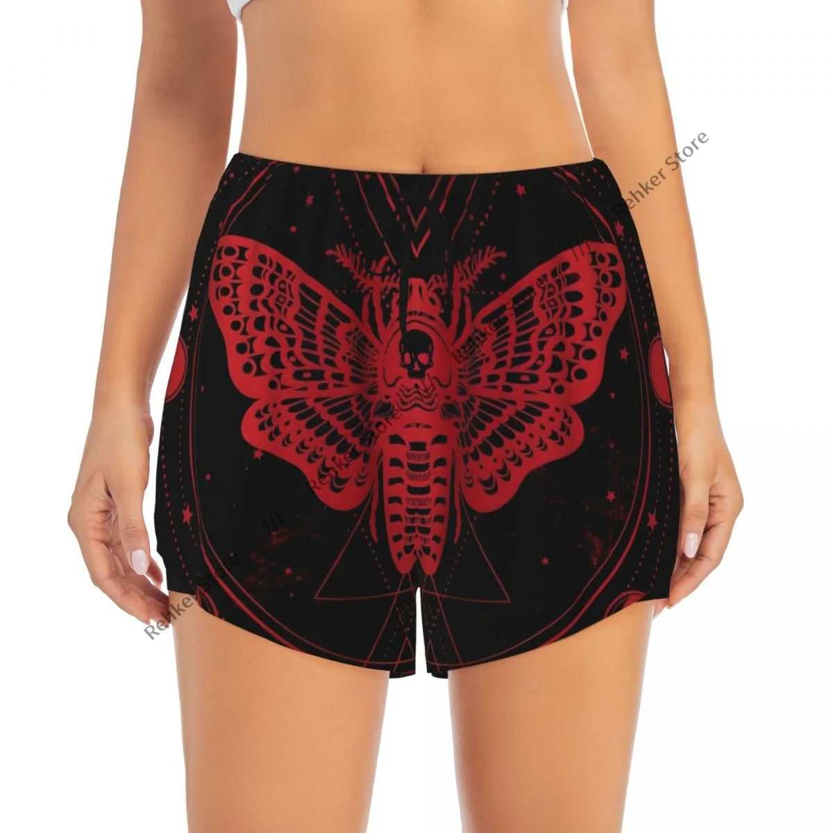 Damskie spodenki do jogi Straszna Motyla Martwa Głowa Na Magicznym Pentagramie Spodenki Treningowe szybkoschnące Damskie Spodenki do Jogi na Siłownię Odzież Sportowa