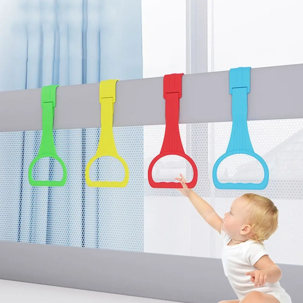 Bonito anillo de plástico para parque infantil, accesorios para cama, anillo de tracción para bebé de Color sólido, ganchos para cuna de bebé, parque infantil
