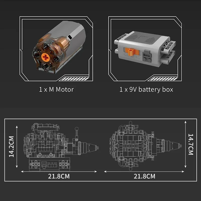 Fe Sports Car V8エンジンモデル,w16,ビルディングブロックキット,ギアコントロール,モーター,視覚シミュレーションコレクション,装飾品
