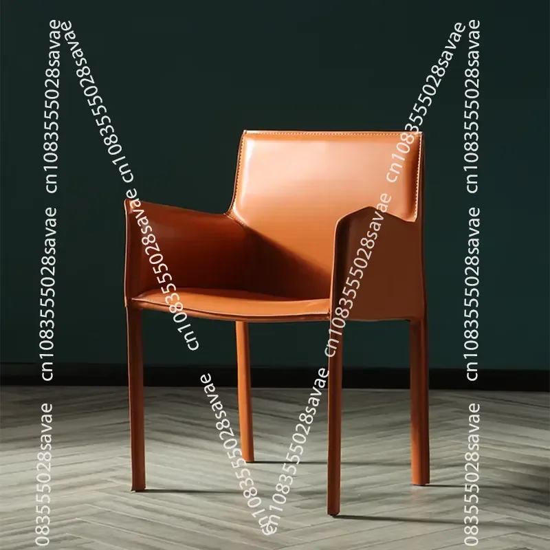 Modern Minimalist Leather Style Chair, for Business Negotiations, Modern Dining Chair, Integrated Armrest Dining Chair