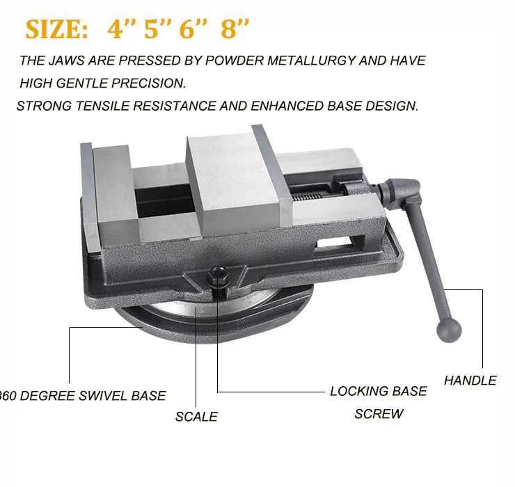 Accu-lock Precision Milling Machine Vice With Swivel Base Machine Vise