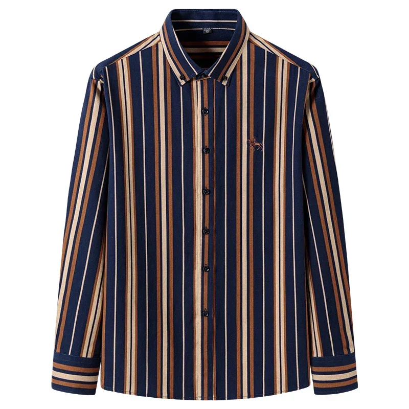 Nieuw in shirt Plus size 6xl 100% katoen oxford shirts met lange mouwen voor mannen slim fit casual shirt gestreept casual vintage kleding