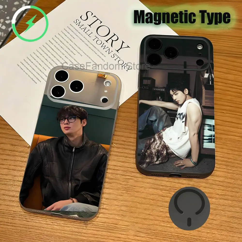 Singer Cha E-Eun Woo Magnetic Wireless Charging Transparent gray Phone Case For iPhone 17,16,15,14,13,12,11,Pro,Max,Plus