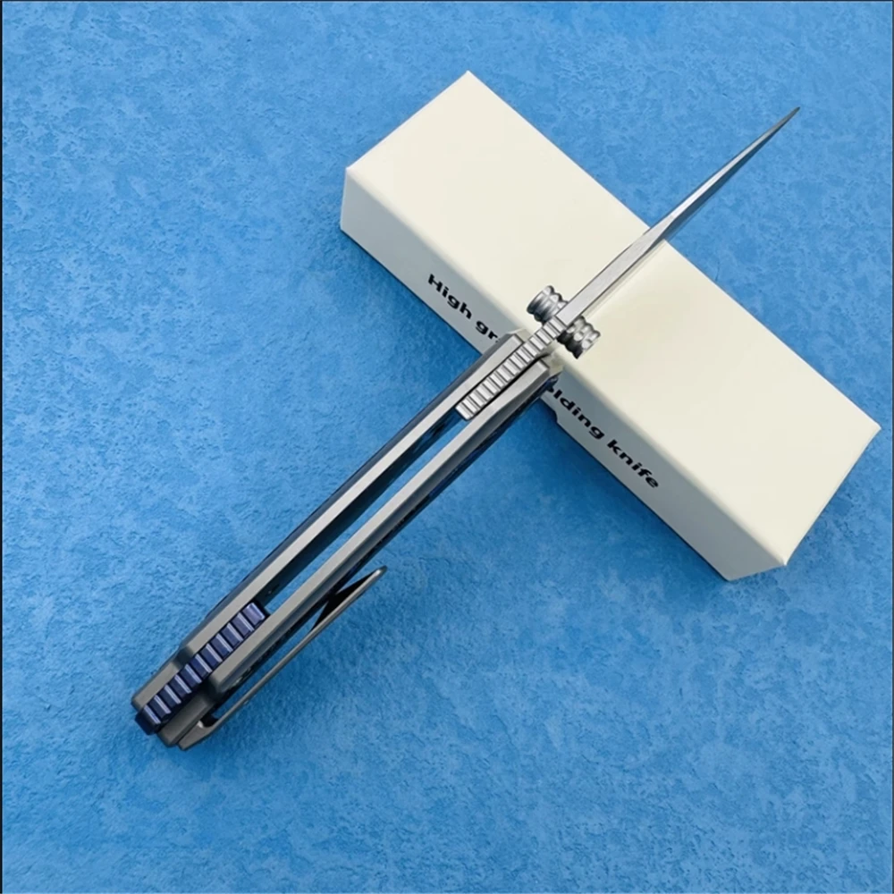 M390 الصلب سكين للفرد سبائك التيتانيوم مقبض تحمل نظام في الهواء الطلق بقاء سكين صيد التخييم التنزه الدفاع أداة