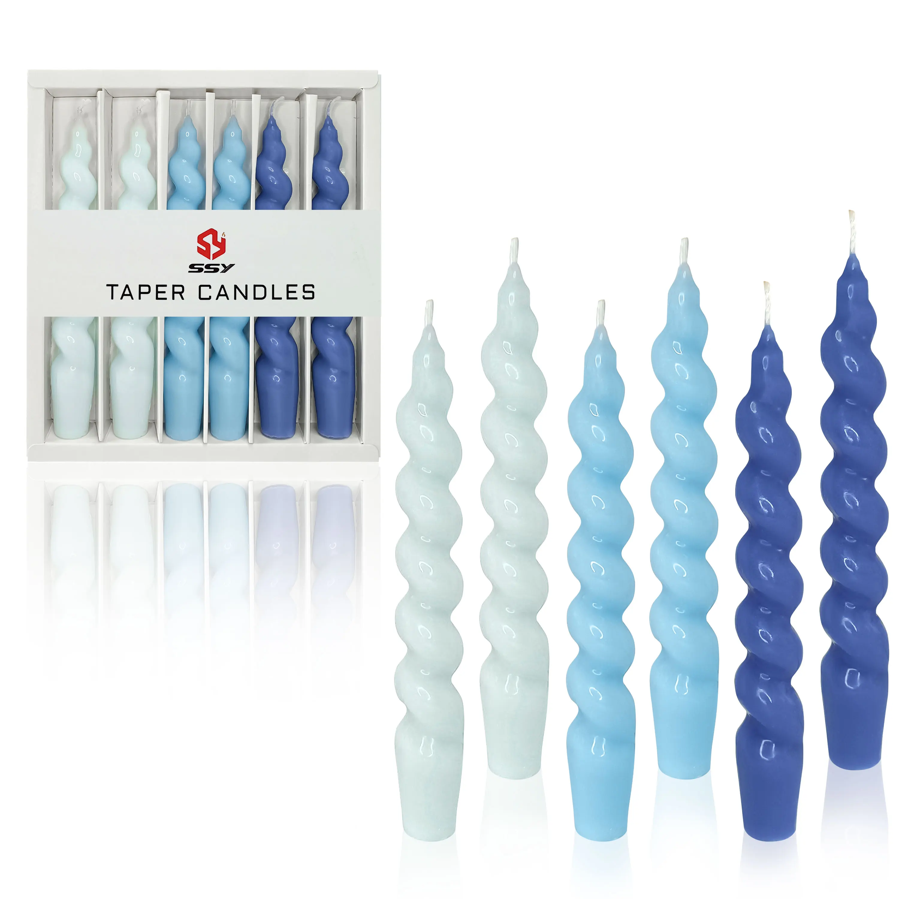 

Multi-color optional candle holder spiral taper candle - 6-piece set cute candle holder 7.5 inches long taper candle twist candl