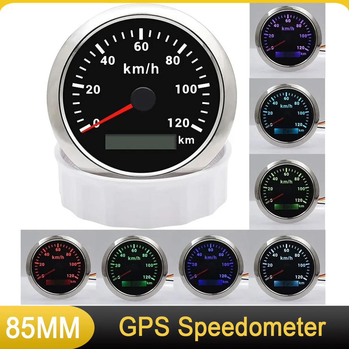 

120 KM/H RV GPS Speedometer Speed Gauge with GPS Antenna 7 Color Backlight For Motorcycle Boat Car Truck Marine Yacht