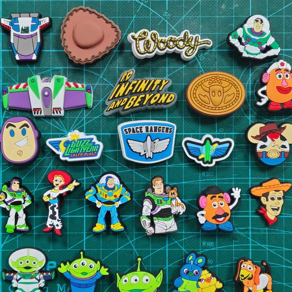 MESUCA 40pcs toy Story Set series Shoes Charms 3D Shoe Buckles DIY Decorations for Sandals & Beach Bags Fashion PVC Accessories