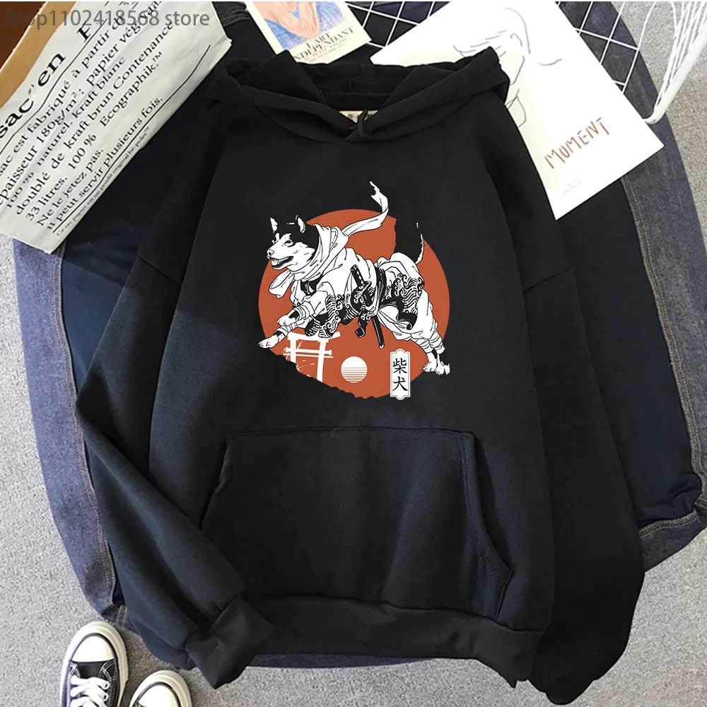 Vagabond Shiba Ronin Hoodies Vrouwen/Heren Cartoon Grappig Sweatshirt Hond Casual Fleece Lange Mouw Sudaderas Winter Vrouwen Kleding