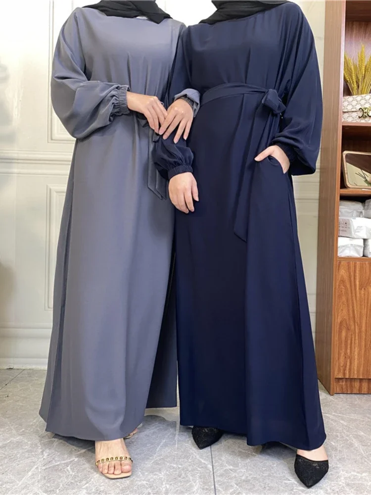 

Abaya Dubai Nida Elastic Sleeves Muslim for Women Hijab Dress Turkey Ramadan Modest Islamic Clothing Kaftan Robe Femme Musulmane