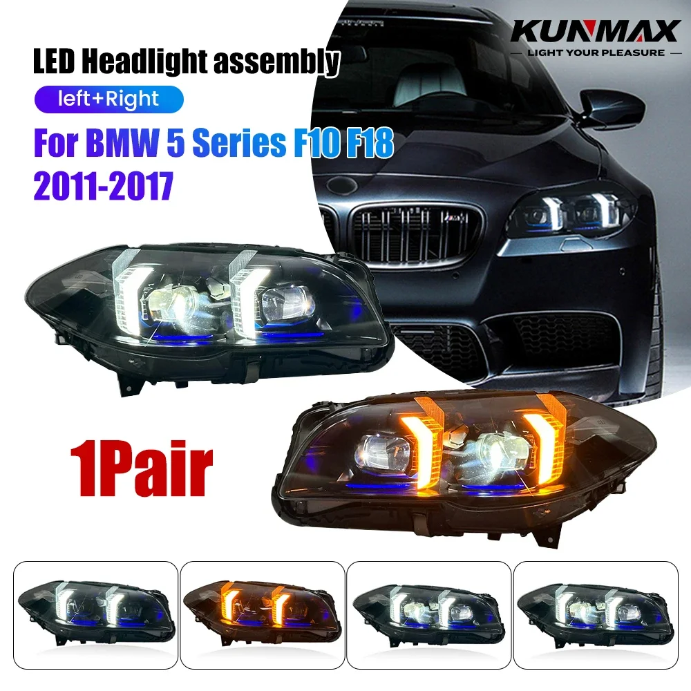 

Светодиодные автомобильные фары в сборе для BMW 5 серии F10 F18 2010-2017 Plug and Play, передние фары, тюнинговые фары DRL, автомобильные лампы, 2 шт.