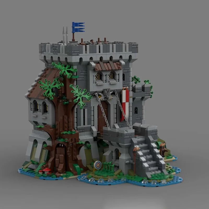 Castello medievale Modello MOC Mattoni da costruzione Castello della foresta medievale Tecnologia modulare Regali Vacanza Assemblare Giocattoli per bambini Vestito