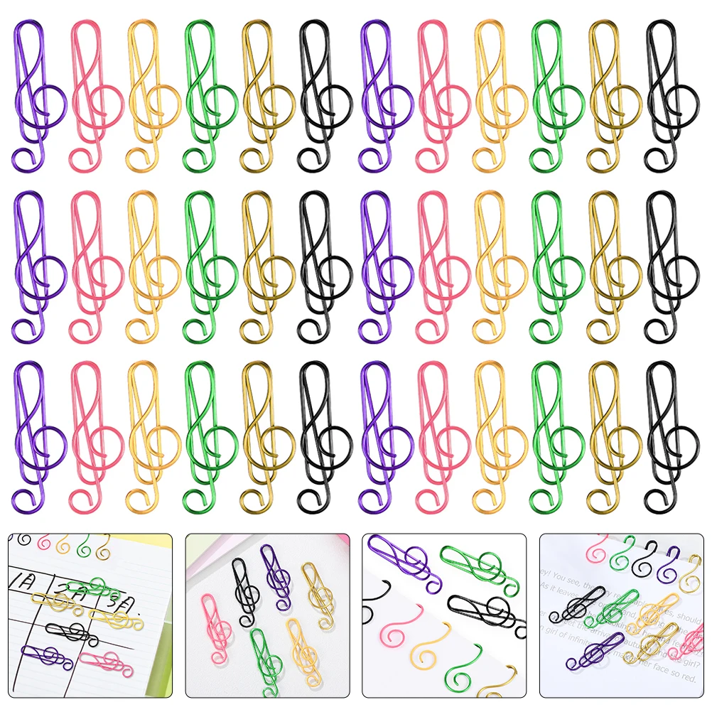 75pcs Colored Paper Clips Metal Bookmark Creative Music Note Shaped for Paperwork Documents Files Students Office Supplies