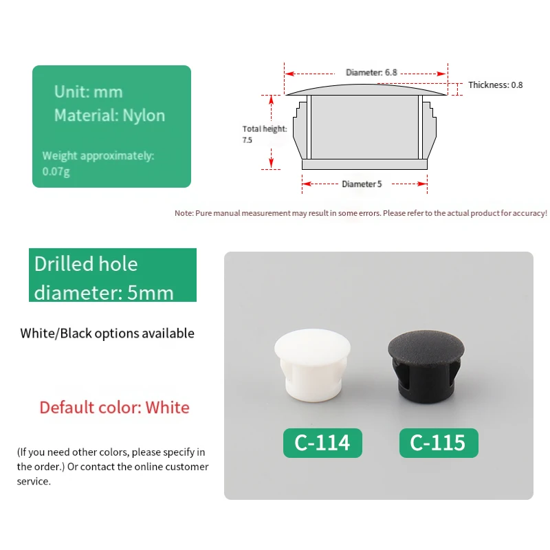 Nylon Hole Plugs for Security Doors  Plastic Screw Cover Caps Snap-in Decorative Caps Furniture Hole Covers Multi-Size 5-50mm