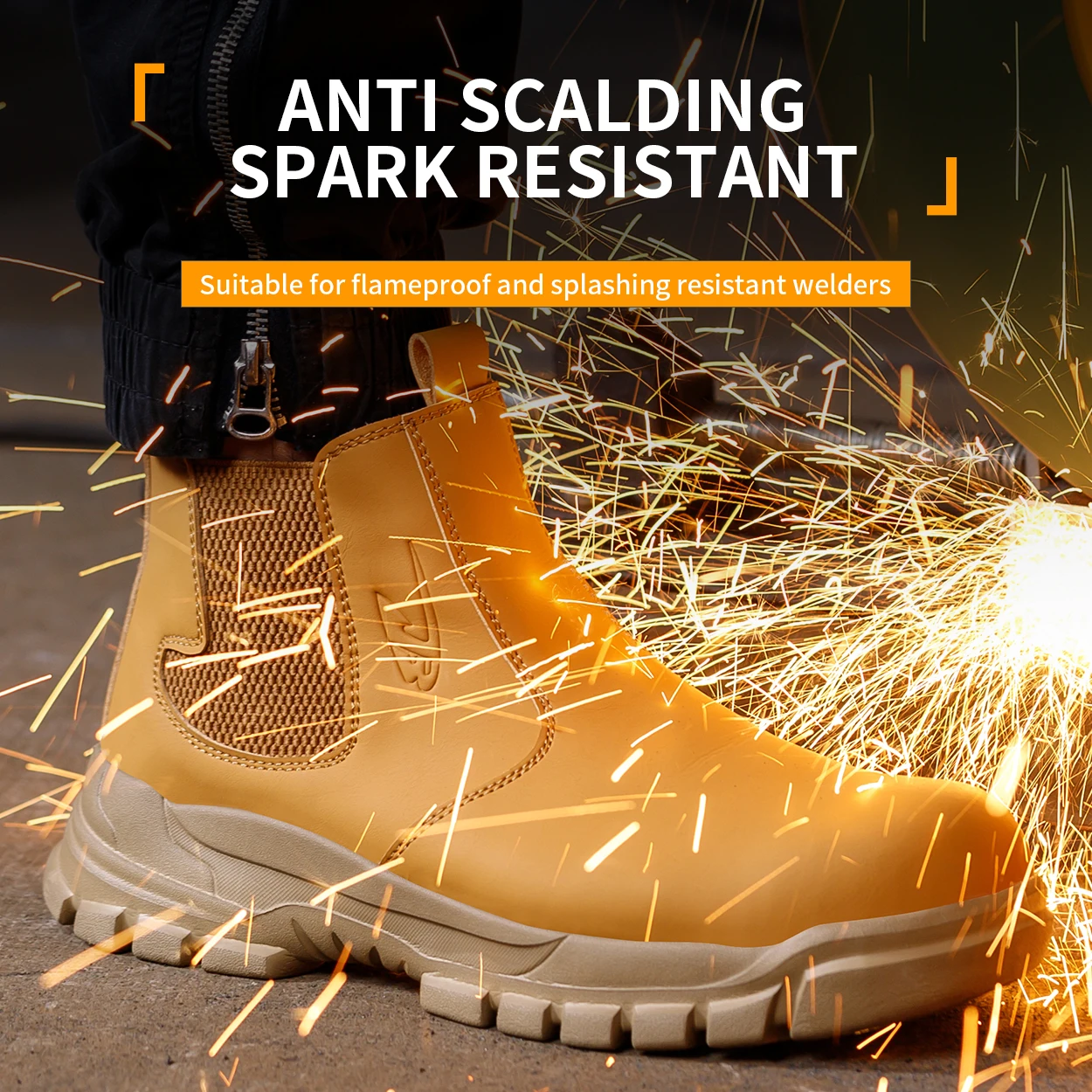 Construction Boots Men's Steel Toe Safety Work Shoes Outdoor Breathable Sneakers with Anti-Smash Wear-Resisting Protective Boots